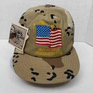 Vtg Operation Desert Storm Hat Cap Snapback Camo Americans Support Chip Camo NEW